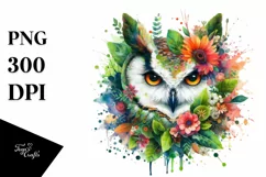Abstract Vibrant Watercolor Owl PNG Product Image 3