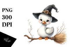 Funny Cute Swan on Witch Broom | Sublimation | Clipart Product Image 1