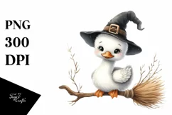 Funny Cute Swan on Witch Broom | Sublimation | Clipart Product Image 3