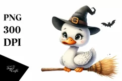 Funny Cute Swan on Witch Broom | Sublimation | Clipart Product Image 3
