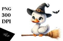 Funny Cute Swan on Witch Broom | Sublimation | Clipart Product Image 1