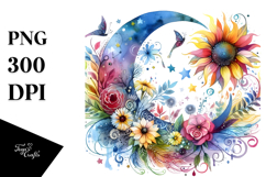 Watercolor Vibrant Drawing Half Moon, Transparent PNG Product Image 1