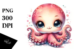 Cute Baby Octopus, Transparent PNG Product Image 1