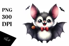 Funny Watercolor Halloween Bat Sublimation Clipart Product Image 3