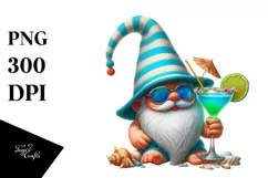 Gnome Beach Wear Turquoise Hat Cocktail Clipart Product Image 3