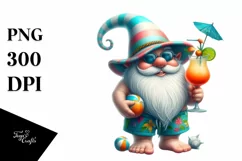Gnome Beach Wear Turquoise Hat Cocktail Clipart Product Image 3