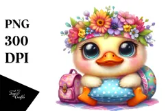 Goofy Baby Duck with Flower Crown, PNG Product Image 1