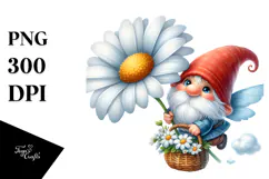 Cute Gnome Holding Lily, Transparent PNG Product Image 1