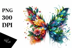 Vibrant Butterfly with Flowers, Transparent PNG Product Image 1
