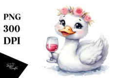 Whimsical Swan of Wine Clipart Product Image 1