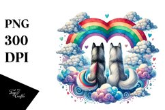 Watercolor Rainbow with Siberian Husky PNG Product Image 1