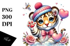 Waving Baby Tiger with Heart Product Image 1