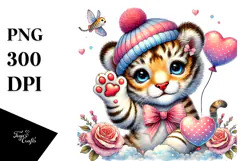 Waving Baby Tiger with Heart Product Image 1
