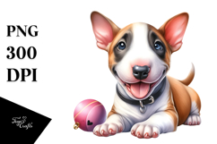 Watercolor Baby Bull Terrier Cartoon, Transparent PNG Product Image 1