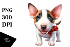 Watercolor Baby Bull Terrier Cartoon, Transparent PNG Product Image 1