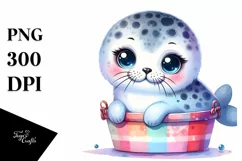 Cute Harp Seal Sitting Bucket Clipart Product Image 3