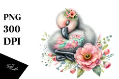 Adorned Baby Flamingo Sleeping PNG Product Image 1