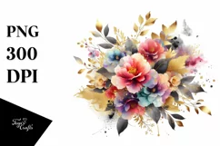Colorful Bouquet with Camellia Splash | Sublimation Clipart Product Image 3