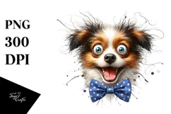 Funny Dog with Crazy Look, White Background PNG Product Image 1