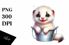 Cute Ermine Sitting Bucket Splash Clipart Product Image 1