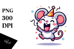 Cute Mouse with Party Hat, Transparent PNG Product Image 1