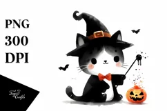 Funny Black Cat Halloween Clipart PNG Product Image 3