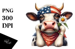 Portrait of Cow in USA Flag | Sublimation | Clipart Product Image 3