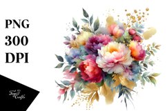 Colorful Bouquet with Peonies Splash | Sublimation Clipart Product Image 1