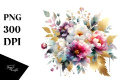 Colorful Bouquet with Peonies Splash | Sublimation Clipart Product Image 1