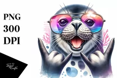 Funny Cute Seal Portrait Rocker Sunglasses | Sublimation Product Image 3