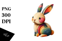 Colorful Wooden Bunny PNG Product Image 1