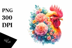 Vibrant Chicken Half Flowers | Sublimation | Clipart Product Image 1