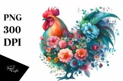 Half Flowers, Vibrant Chicken | Sublimation | Clipart Product Image 3