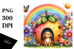 Colorful Dog House Illustration | Sublimation | Clipart. Product Image 1