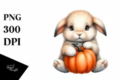 Watercolor Baby Bunny PNG Product Image 3