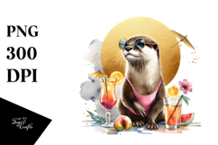 Otter with Cocktail PNG Product Image 1