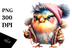 Contempt Bird with Cool Haircut, Winter Outfit PNG Product Image 1