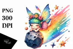 Colorful Fairy Diving from Meteor | Sublimation Clipart Product Image 1