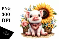 Funny Cute Baby Pig Sitting | Sublimation | Clipart Product Image 1