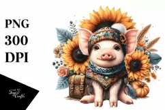 Funny Cute Baby Pig Sitting | Sublimation | Clipart Product Image 3