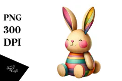 Colorful Wooden Bunny PNG Product Image 1