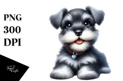 Watercolor Baby Miniature Schnauzer Cartoon, Transparent PNG Product Image 1
