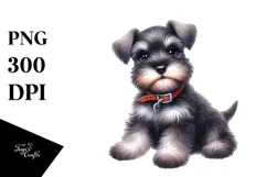 Watercolor Baby Miniature Schnauzer Cartoon, Transparent PNG Product Image 1