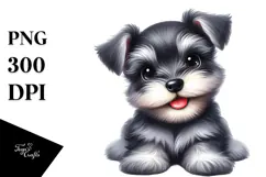 Watercolor Baby Miniature Schnauzer Cartoon, Transparent PNG Product Image 1