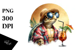 Turtle Hipster Beachwear Cocktail PNG Product Image 1
