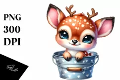 Colorful Smiling Baby Deer in Bucket Clipart Product Image 3