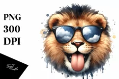 Funny Lion Sunglasses Tongue Sticker Product Image 1