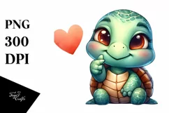 Funny Cute Turtle Portrait Love Sign | Sublimation Clipart Product Image 3