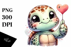 Funny Cute Turtle Portrait Love Sign | Sublimation Clipart Product Image 1