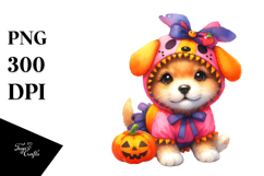 Vibrant Drawing of Cute Baby Dog for Halloween | Sublimation Product Image 1